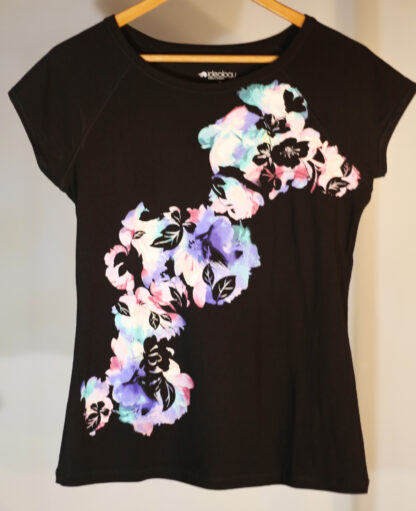 Ideology Flower Design Black T-Shirt Medium