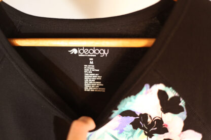 Ideology Flower Design Black T-Shirt Medium - Image 2