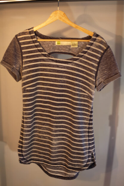 Halcyon Grey and White Striped T-Shirt Small