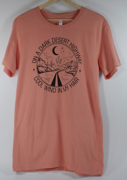 On A Dark Desert Highway Pink T-Shirt Medium - Image 4