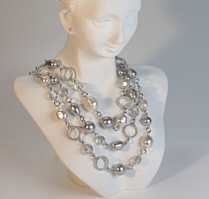 Touchstone South Seas Necklace Stimulated Pearl and Crystal Necklace