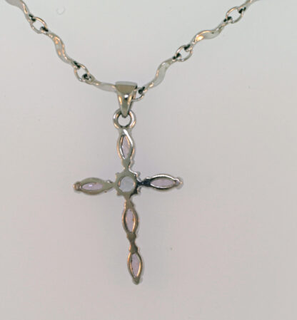 Cookie Lee Silver Tone and Violet Stone Cross Necklace - Image 7