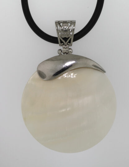 White Shell Necklace With Black Cord