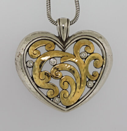 Brighton heart 2 tone Clear Rhinestone Heart Pendant