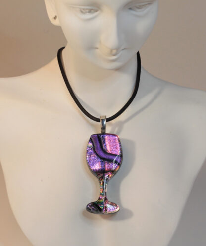 Dichroic Fused Wine Glass Charm Necklace - Image 4