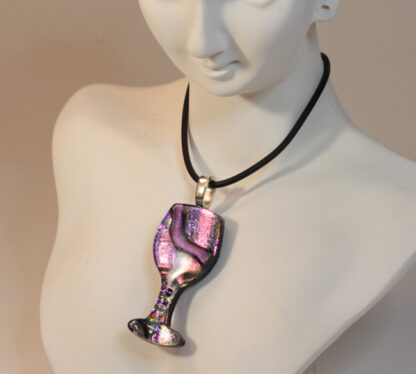 Dichroic Fused Wine Glass Charm Necklace - Image 5