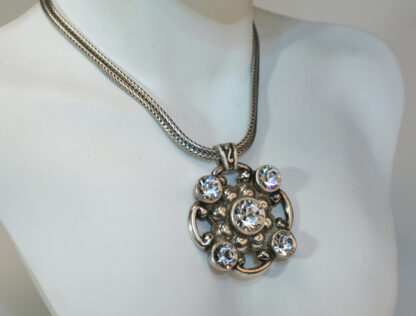 Brighton Swarovski Silver Crystal Pendant with double chain