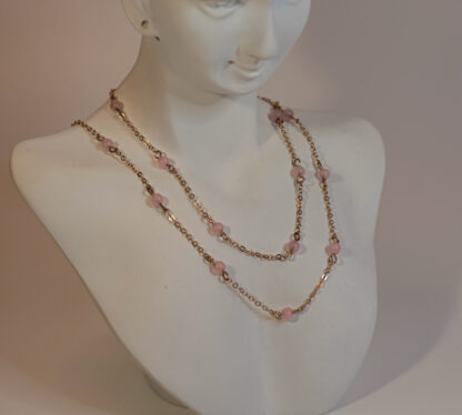 Gold Tone and Pink bead necklace