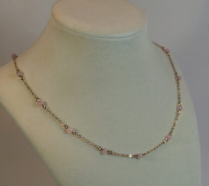 Gold Tone and Pink bead necklace - Image 2