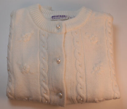 Children's Knit Sweater with Pearl Buttons Girl's White 6X Large