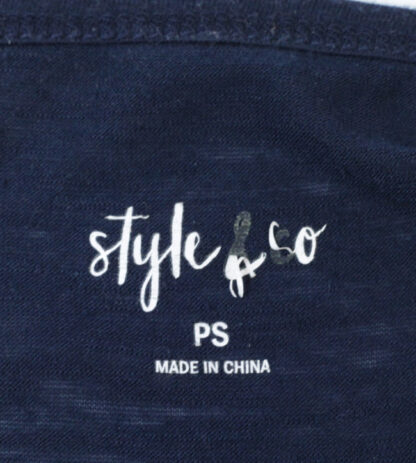 Style Co Navy Design Print T Shirt Petite Small - Image 4