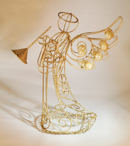 Gold Glitter Angel with Trumpet