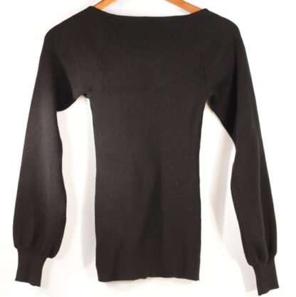 Forever 21 Black Ribbed Long Sleeve Top Small - Image 2