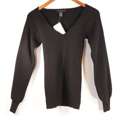 Forever 21 Black Ribbed Long Sleeve Top Small