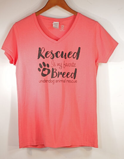 Rescued It's my favorite Breed Pink T Shirt Medium