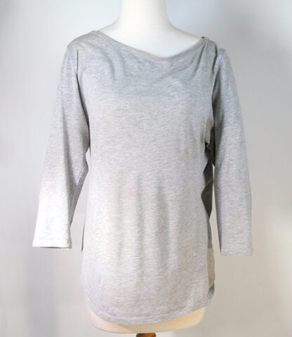 Necessitees Grey Cotton 3/4 Sleeve Top Size Large