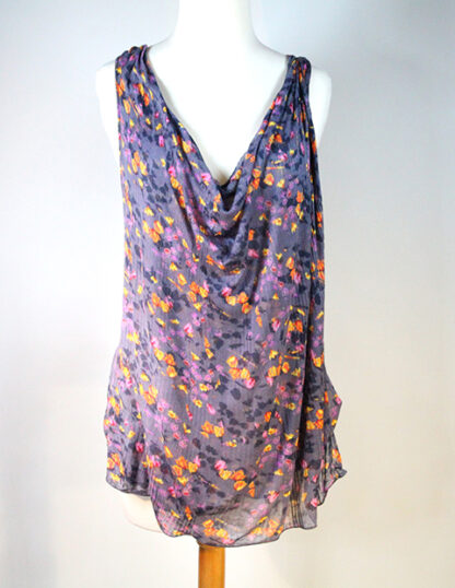 Free People Floral Grey Tank Top Size Small Petite