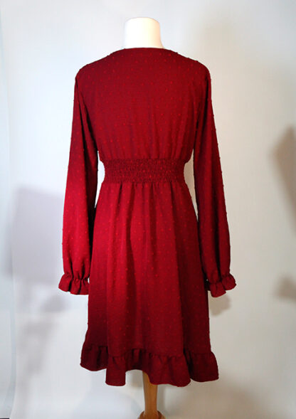 Shein burgundy Dress with Stitch Design Size 6 - Image 2