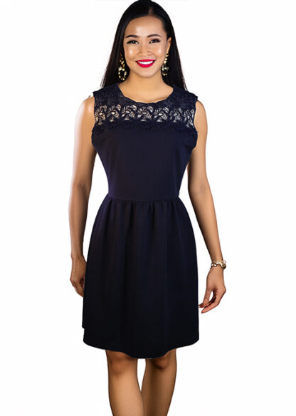 Sophrano Dark Navy Crochet Applique Dress Size Medium