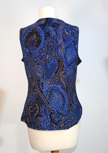 Tommy Hilfiger blue and gold Paisley Patterned Tank Top Medium - Image 3